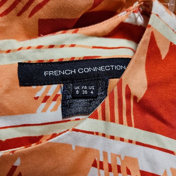 French Connection Sunrise Casablanca Sheath Dress 4 Abstract Geometric Cotton‎ - Picture 3 of 8